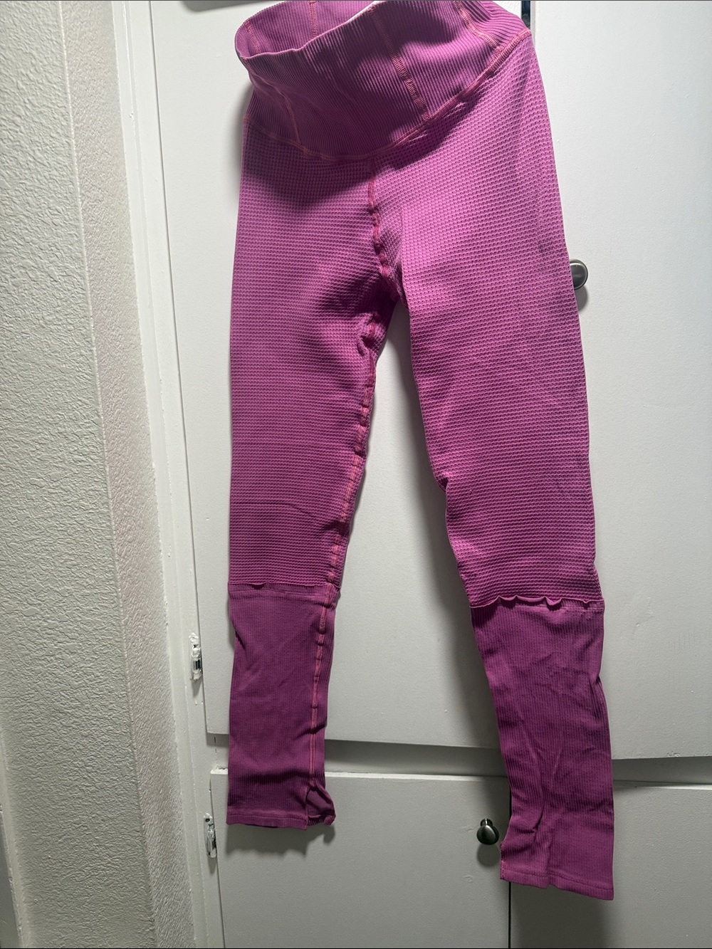 Out From Under Waffle&Ribbed Boot-Cut Leggings in Pink